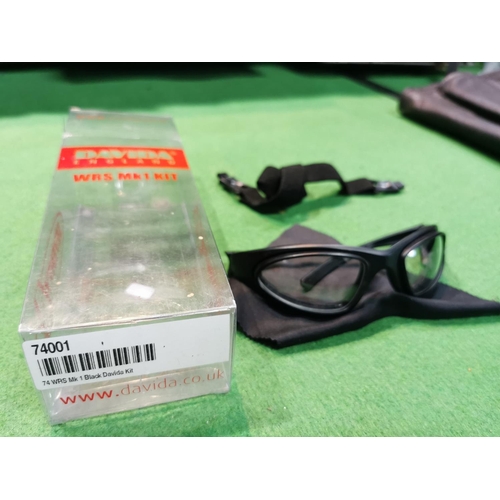 190 - Pair of Davida WRS Mk1 black motorcycle goggles as new