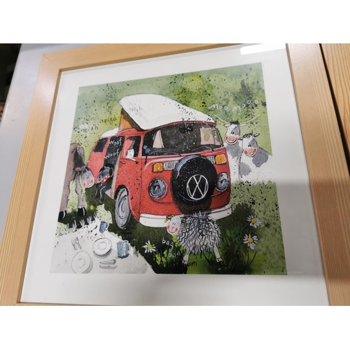 195 - Two framed VW campervan pictures