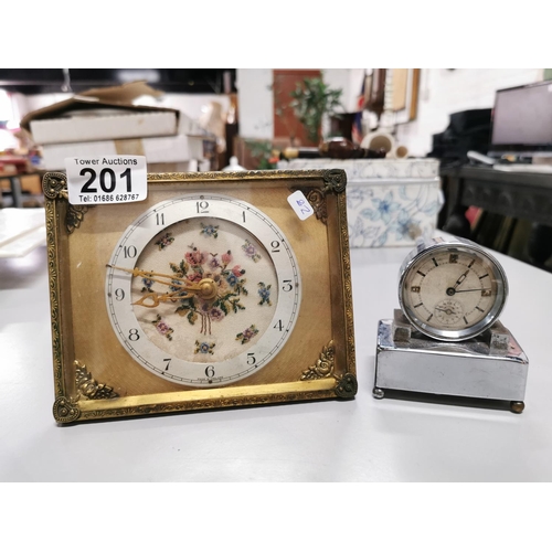 201 - Four collectable clocks inc two Mauthe clocks a good art deco chrome alarm clock and one other