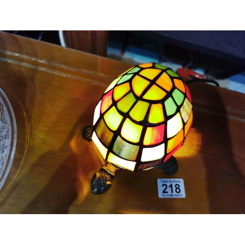 218 - Small tiffany style tortoise lamp 21cm long by 17cm wide