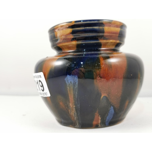 219 - Good antique glazed tobacco jar complete with its lid