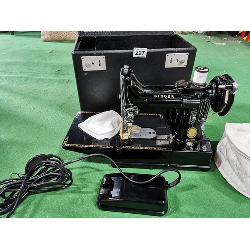 227 - Singer 222k top quality sewing machine in excellent condition in original fitted box complete with a... 