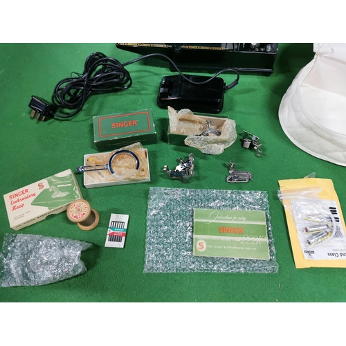 227 - Singer 222k top quality sewing machine in excellent condition in original fitted box complete with a... 