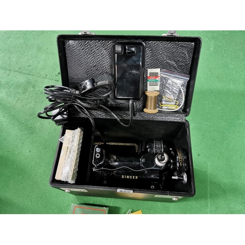 227 - Singer 222k top quality sewing machine in excellent condition in original fitted box complete with a... 