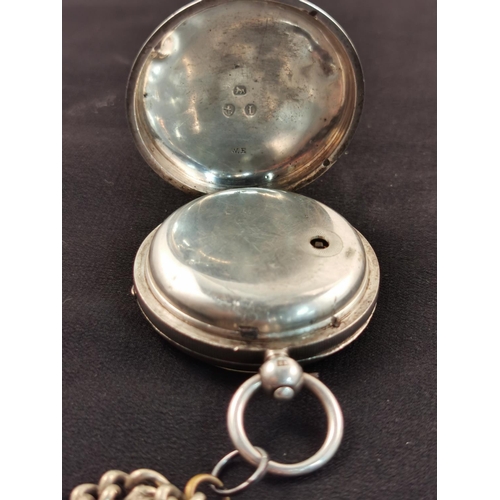 278 - Hallmarked silver gents pocket watch with plated chain, the movement is marked J Bentley