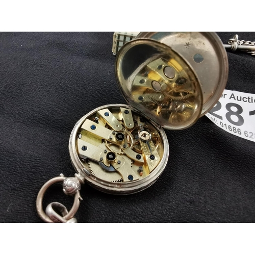 281 - Vintage ladies hallmarked silver fob watch with hallmarked .800 silver along with a matching .800 si... 