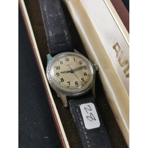 292 - Vintage 1940 Leonidas (predecessor to Tag Heuer) Sticker on the back saying bought in Rome in 1946