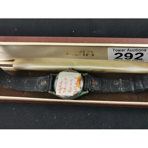 292 - Vintage 1940 Leonidas (predecessor to Tag Heuer) Sticker on the back saying bought in Rome in 1946