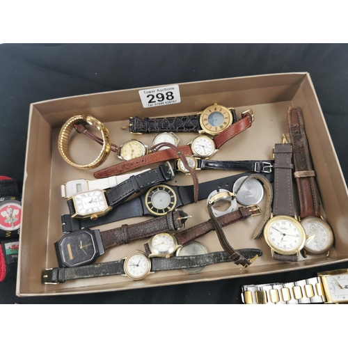 298 - Box full of various watches inc two vintage LCD ones