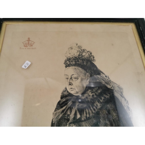 311 - Very rare antique framed engraving of Queen Victoria, London published March 30th 1900 W.R Deighton ... 