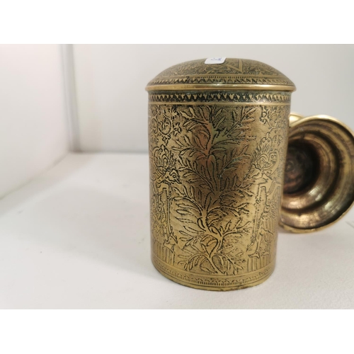 331 - Vintage unusual middle eastern brass tea caddy