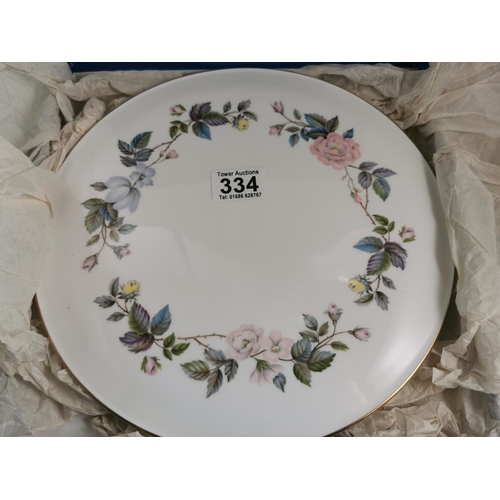 334 - Boxed as new Royal Worcester cake plate 11in diameter