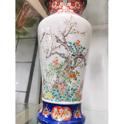 388 - Large hand painted hade painted vase red character marks to base