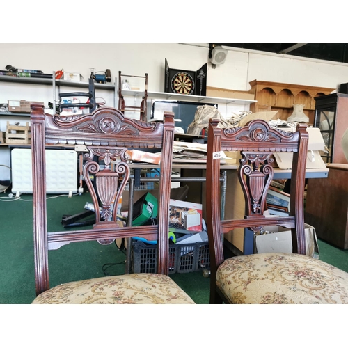 405 - Pair Victorian mahogany chairs one castor missing