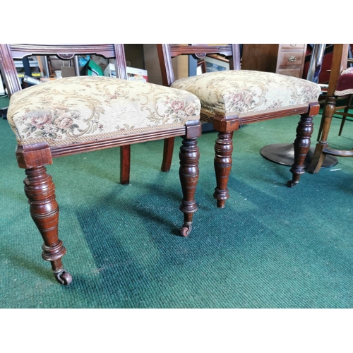 405 - Pair Victorian mahogany chairs one castor missing