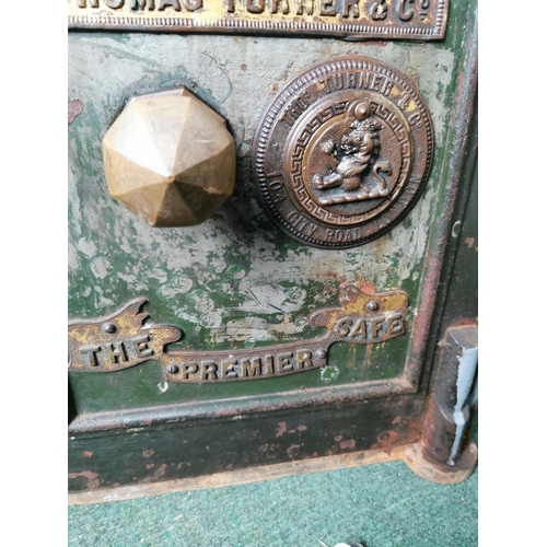 418 - Good antique fire resistant Premier safe by Thomas Turner & Co with additional lockable draw inside ... 