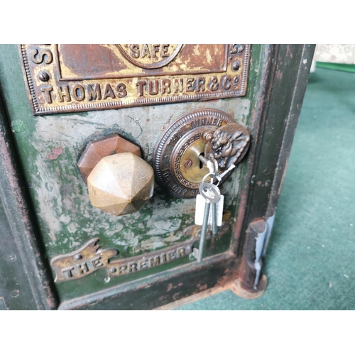 418 - Good antique fire resistant Premier safe by Thomas Turner & Co with additional lockable draw inside ... 