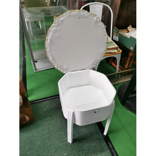 420 - Upholstered sewing table / stool 48cm diameter 50cm