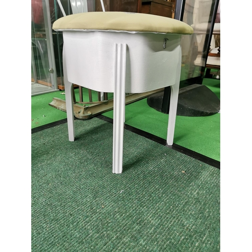 420 - Upholstered sewing table / stool 48cm diameter 50cm