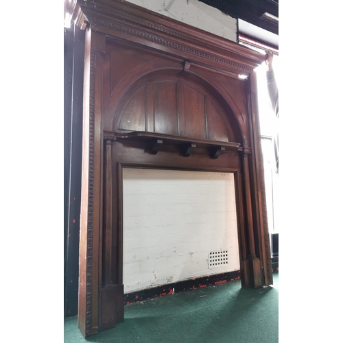 429 - Grand antique solid mahogany fire surround for a large house or hall, sides and top detachable 226cm... 