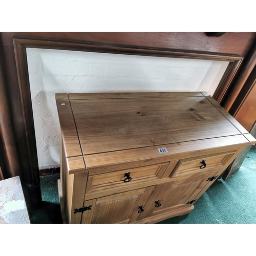 432 - Mexican pine small side board two drawers and two doors below in good condition height of 81cm width... 