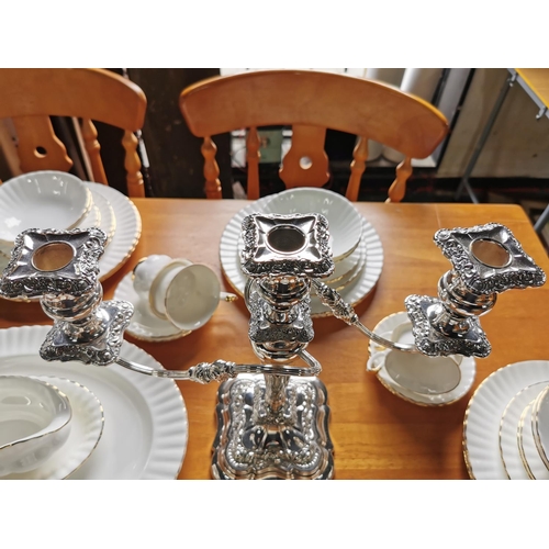 434 - Pair of excellent quality ornate silver plated candelabras in great condition