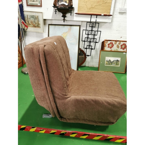 452 - Brown upholstered chair bed in good clean condition