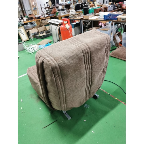 452 - Brown upholstered chair bed in good clean condition