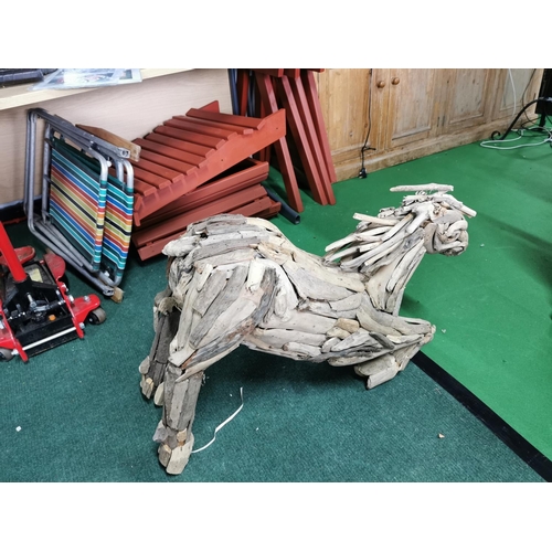 457 - Rustic wooden horse figure