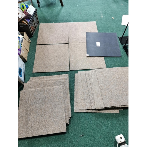 489 - Large quantity of as new carpet tiles oak effect 50cm by 50cm