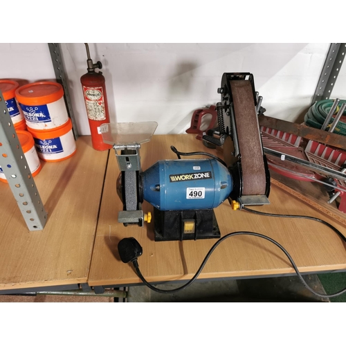 490 - Work zone 240w grinder with belt sander