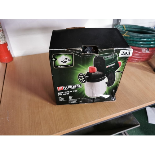 493 - Hardly used Parkside paint spray gun boxed