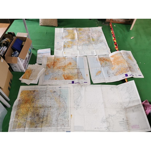 139 - Quantity of 10 various maps inc 7 war office maps one hand signed, a nautical map and an aero nautic... 