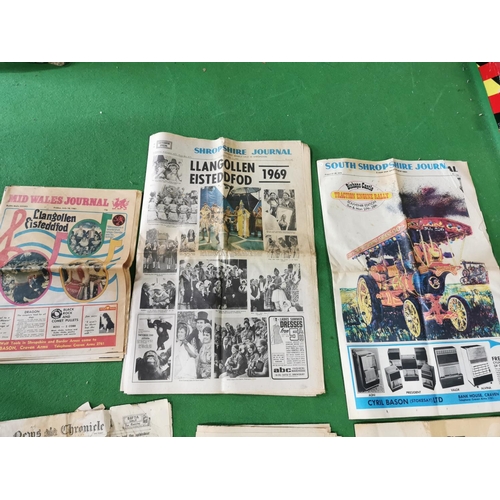 141 - Seven vintage news papers all on noteworthy subjects inc LLangollen Eisteddfod 1969, Bishops Castle ... 