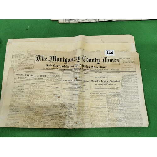 144 - Large job lot of early local newspapers inc 6 various local papers and a quantity of approx. 20 Coun... 