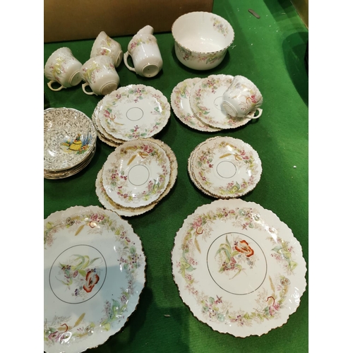 53 - Two boxes of collectable china inc a good hand painted tea set and an interesting vintage blue and w... 