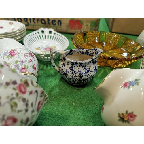 53 - Two boxes of collectable china inc a good hand painted tea set and an interesting vintage blue and w... 