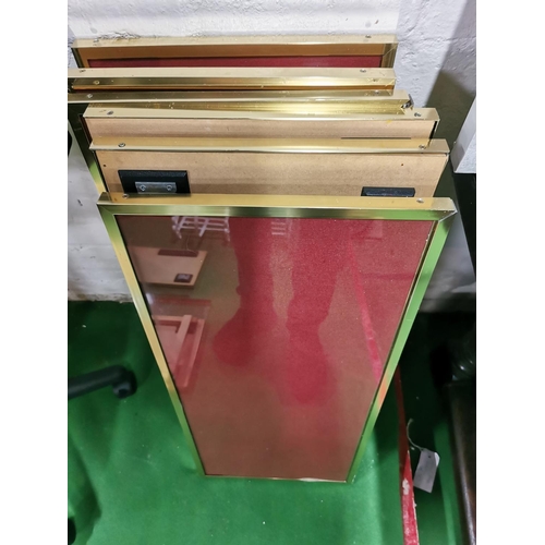 63 - Quantity of eight wall hanging menu boards brass edging, two have been converted to be floor standin... 