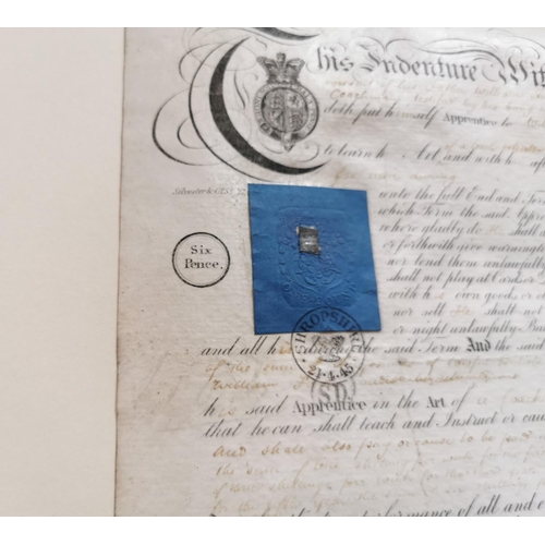 66 - Antique indenture legal document on parchment paper with interesting wax seals dated 1845