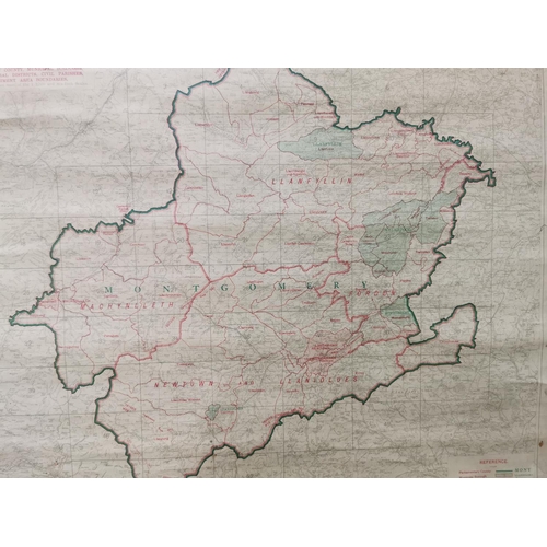 72 - Vintage scroll wall map England and Wales diagram of Montgomery dated 1932