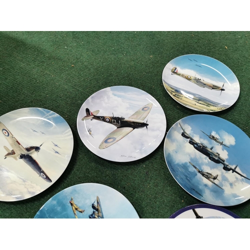 90 - Quantity of collectable commemorative wartime aeroplane plates and tankards signed by Keith Woodcock... 