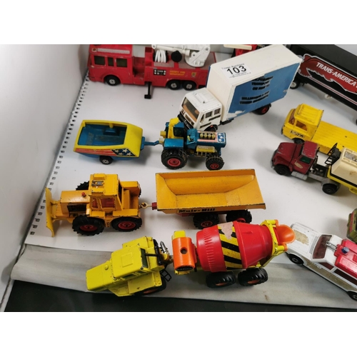 103 - Quantity of various diecast lorries and tractors etc