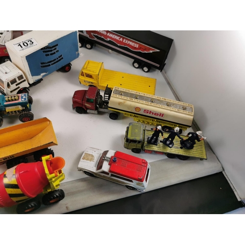 103 - Quantity of various diecast lorries and tractors etc