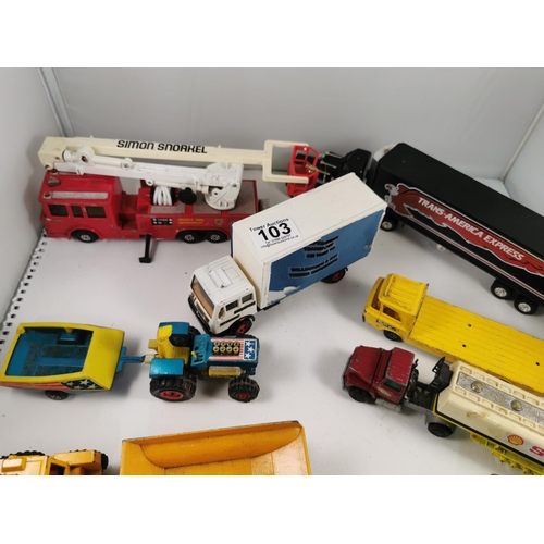 103 - Quantity of various diecast lorries and tractors etc