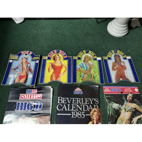 13 - Quantity of 1980's smiths big D calendars and advertising along with a pack of new playing cards Mar... 