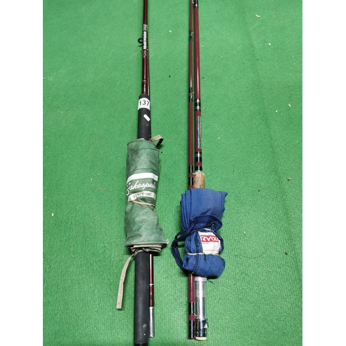 137 - Two fishing rods inc a Ryobi model 3409 and a Shakespear Megaspin rod