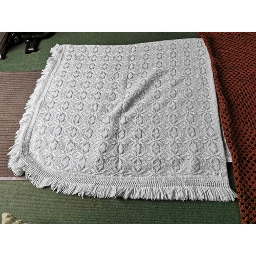 14 - Large king size blue throw along with a large king size waffle blanket both in good clean condition