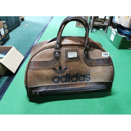 140 - Good vintage 1970's Adidas brown leather bag in good order