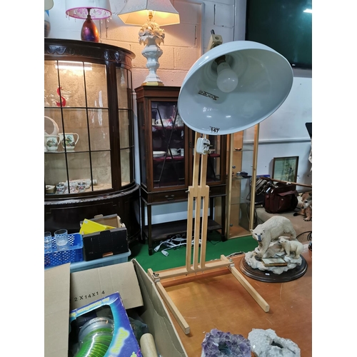 147 - Large angle poise lamp on wooden frame