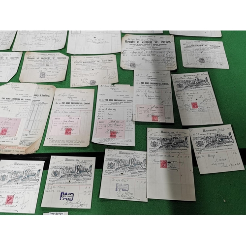 154 - Large job lot of early antique invoices/receipts from the late 1800's early 1900's all from local co... 